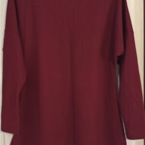 YOINS Burgundy Textured Long Sleeve Top